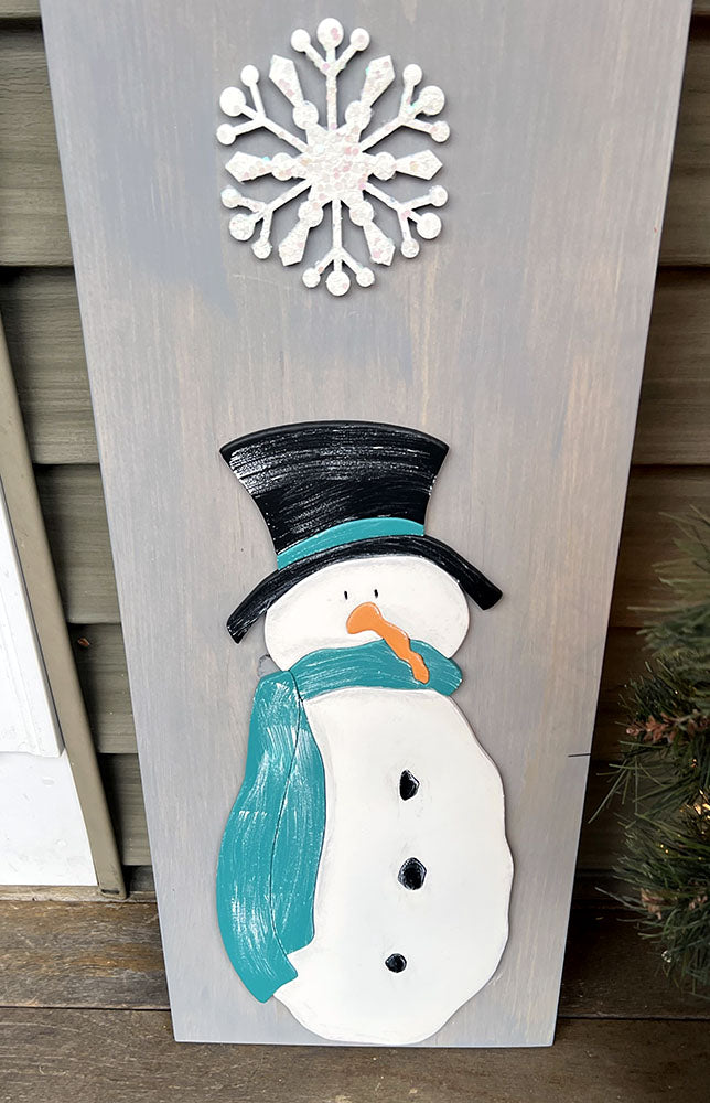 Let It Snow Leaner Sign - Handcrafted Gray Wood Winter Decor