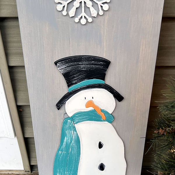 Let It Snow Leaner Sign - Handcrafted Gray Wood Winter Decor