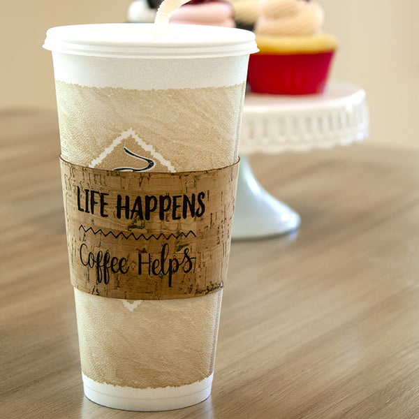 Life Happens Coffee Helps - Premium Cork Coffee Cup Sleeve