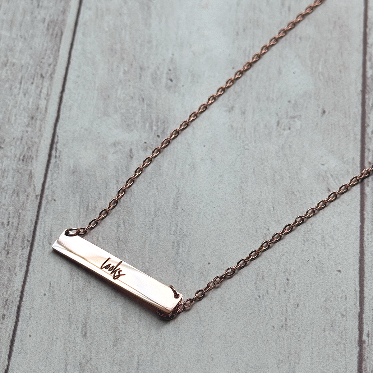 Custom Engraved Horizontal Bar Necklace - Personalized Stainless Steel Jewelry