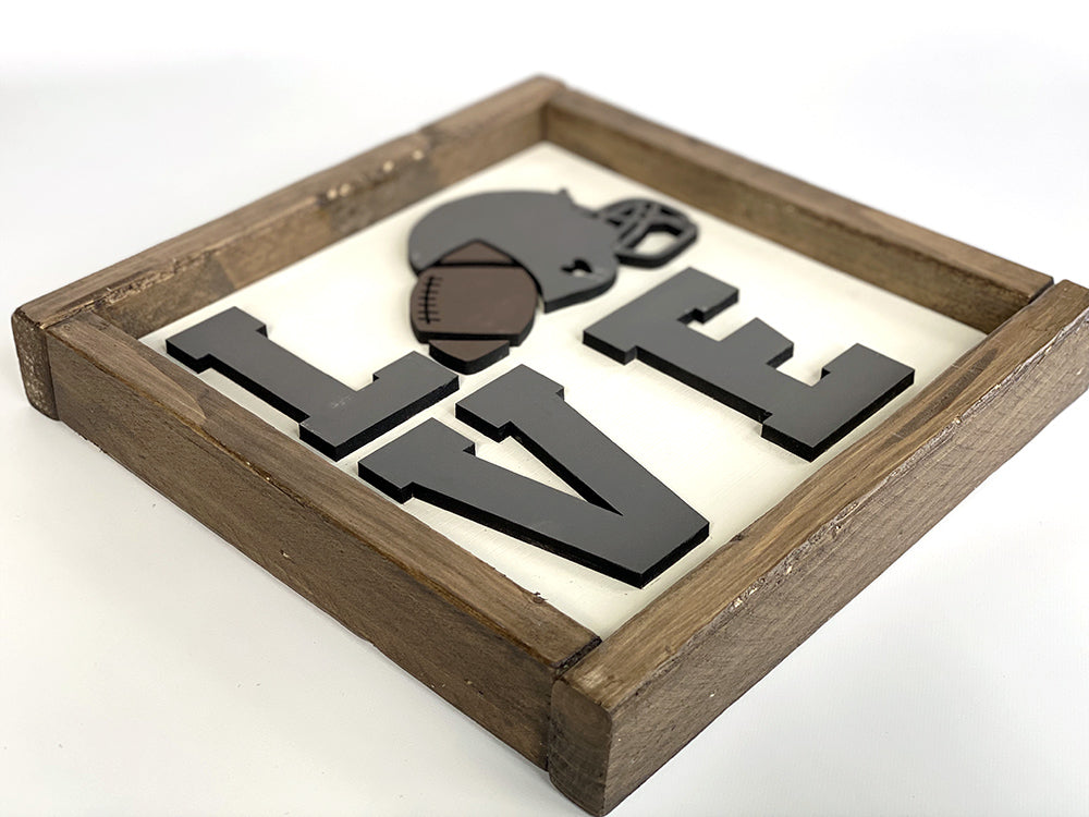 Handcrafted LOVE Football Wood Sign - Rustic Sports Decor