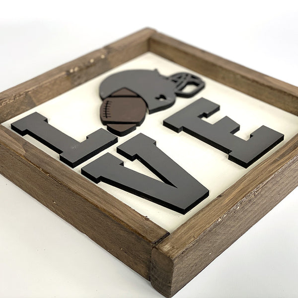 Handcrafted LOVE Football Wood Sign - Rustic Sports Decor
