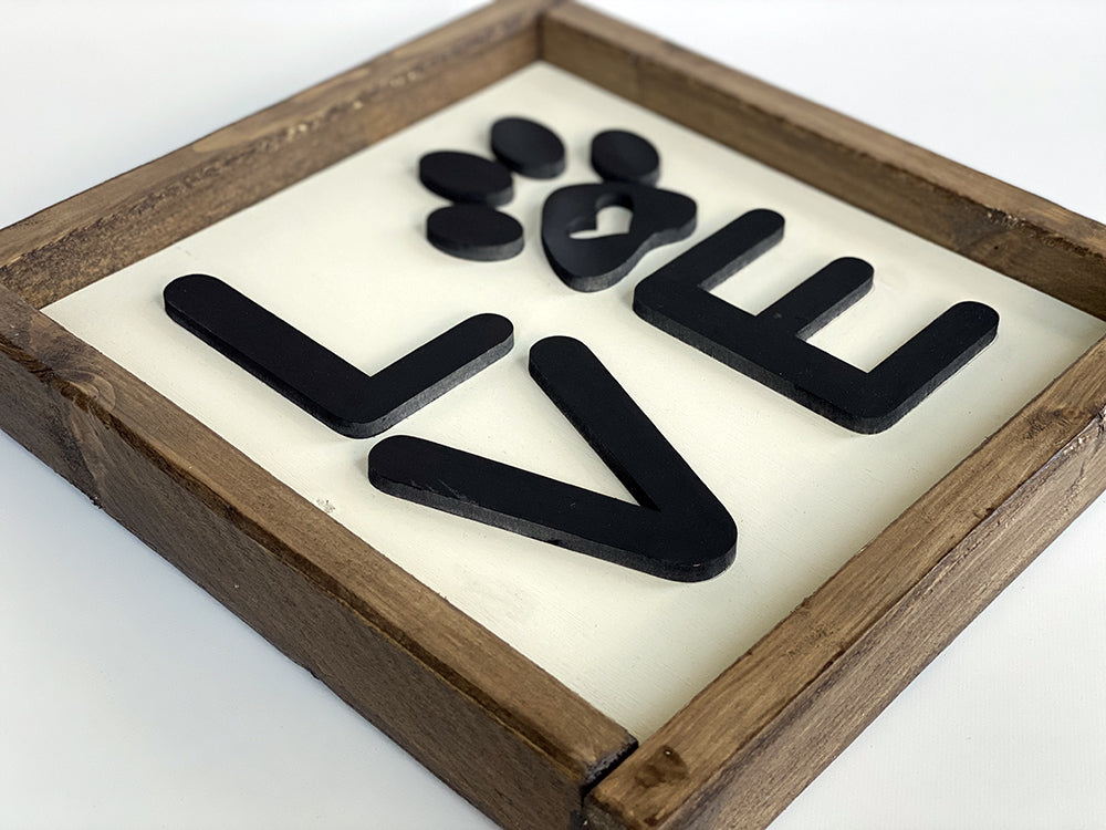 Handcrafted LOVE Pawprint Wood Sign - Pet Memorial Wall Decor