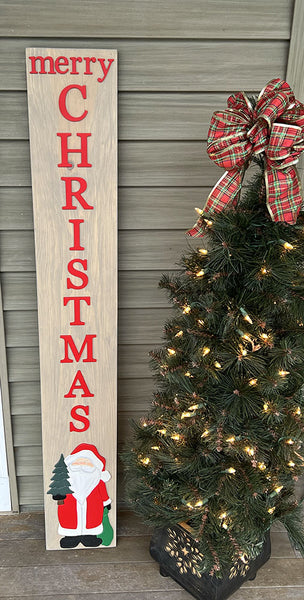 Handcrafted Merry Christmas Leaner Sign - Rustic Holiday Wood Decor