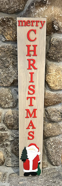 Handcrafted Merry Christmas Leaner Sign - Rustic Holiday Wood Decor