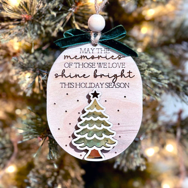 Memorial Holiday Ornament - May Memories Shine Bright - Personalized Remembrance Tree Decoration