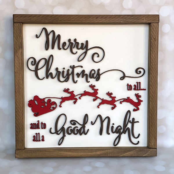 Handcrafted Christmas Wood Sign - Merry Christmas to All Ivory Farmhouse Decor