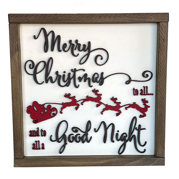 Handcrafted Christmas Wood Sign - Merry Christmas to All Ivory Farmhouse Decor
