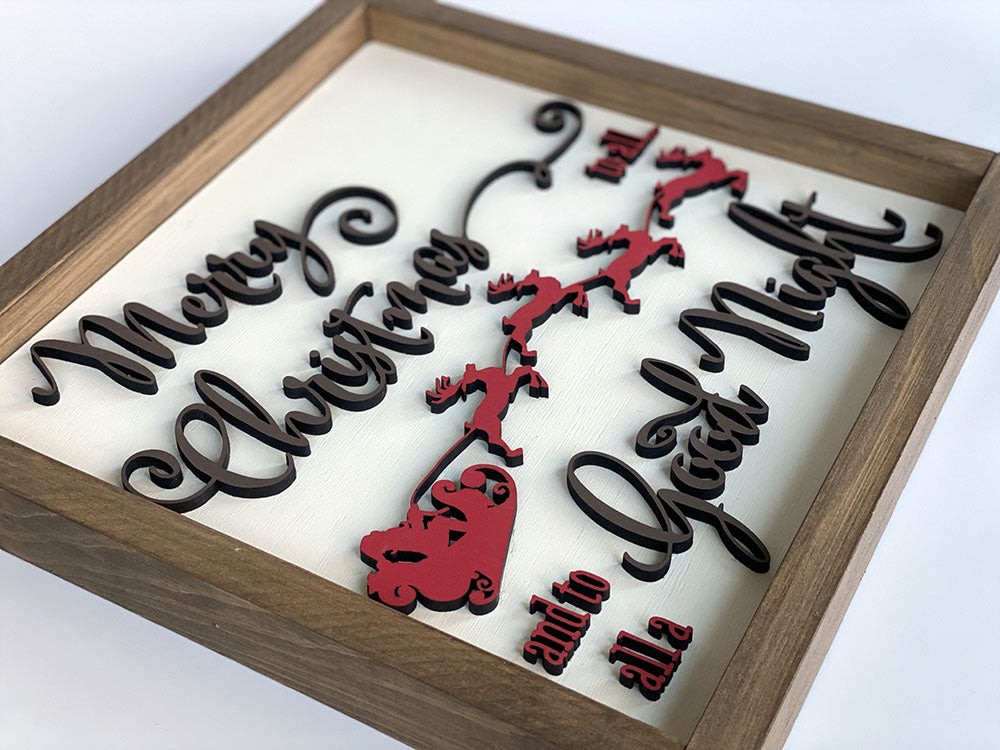 Handcrafted Christmas Wood Sign - Merry Christmas to All Ivory Farmhouse Decor