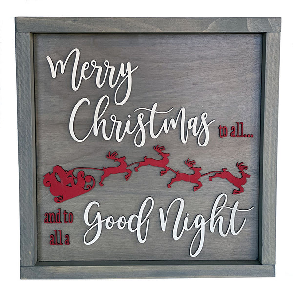 Handcrafted Merry Christmas Wood Sign - Rustic Gray Holiday Decor