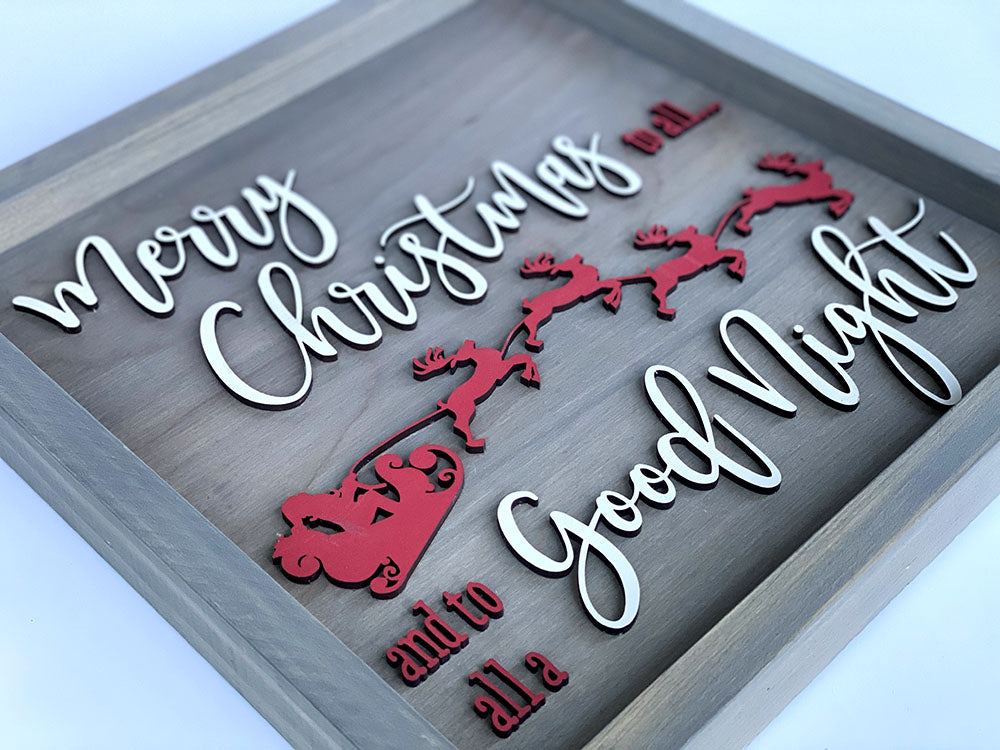 Handcrafted Merry Christmas Wood Sign - Rustic Gray Holiday Decor