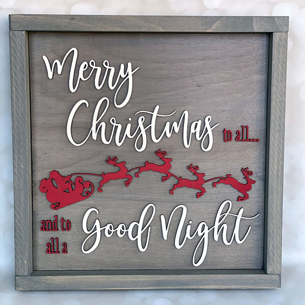 Handcrafted Merry Christmas Wood Sign - Rustic Gray Holiday Decor