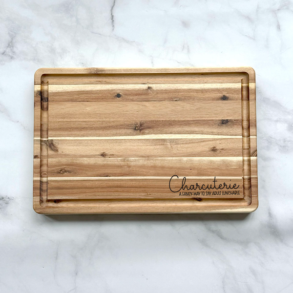 Personalized Acacia Wood Cutting Board - Custom Engraved Charcuterie Board