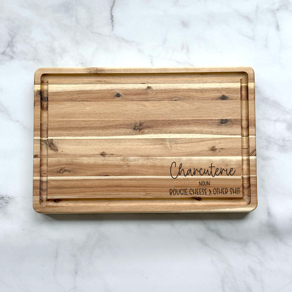 Personalized Acacia Wood Cutting Board - Custom Engraved Charcuterie Board