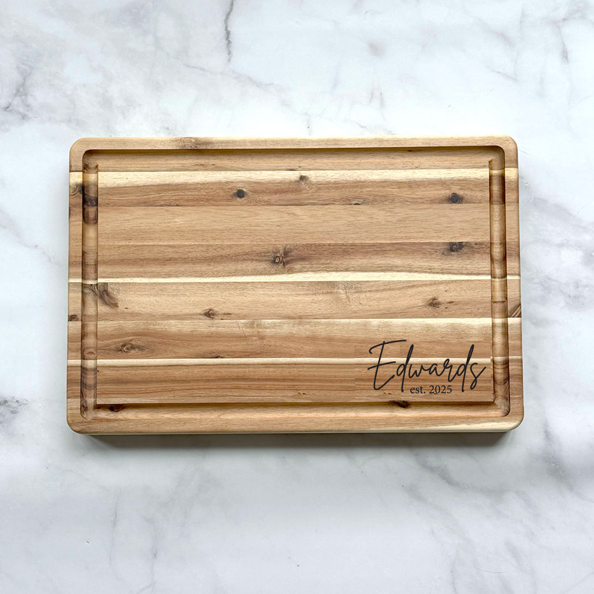 Personalized Acacia Wood Cutting Board - Custom Engraved Charcuterie Board
