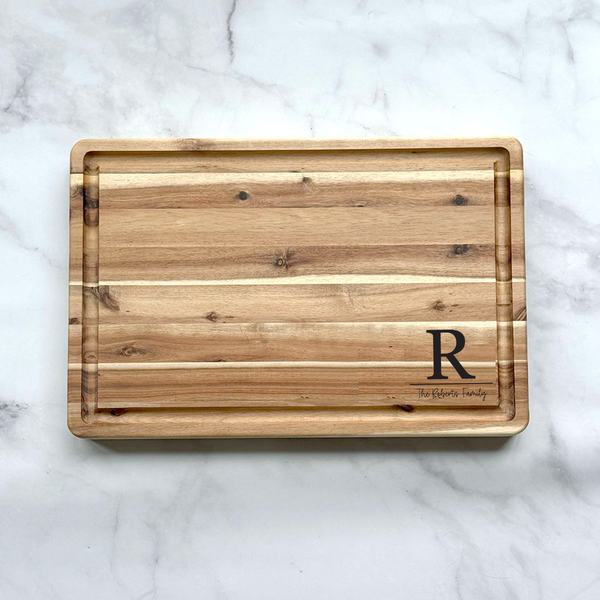 Personalized Acacia Wood Cutting Board - Custom Engraved Charcuterie Board