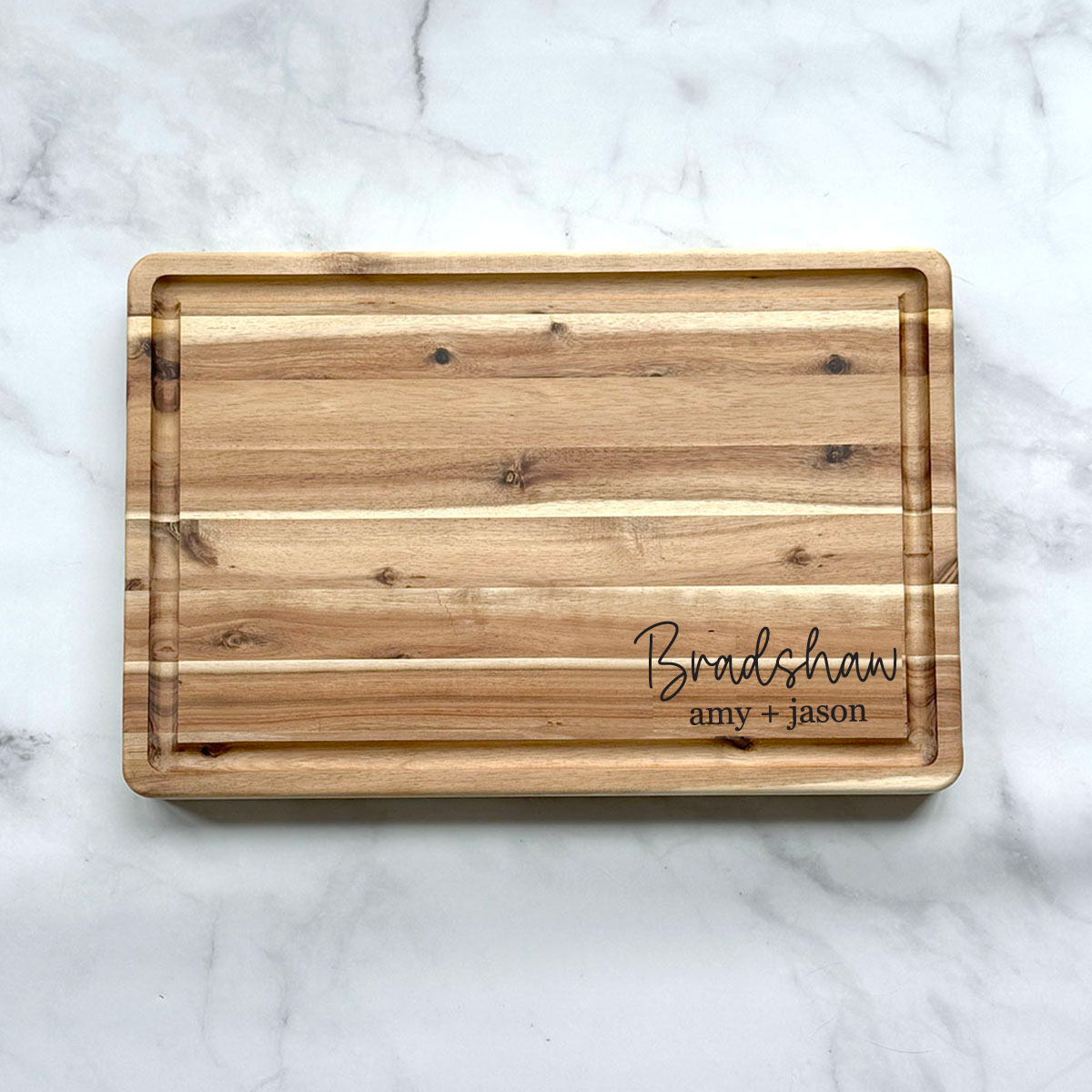 Personalized Acacia Wood Cutting Board - Custom Engraved Charcuterie Board