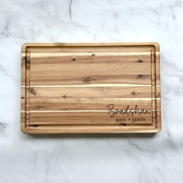 Personalized Acacia Wood Cutting Board - Custom Engraved Charcuterie Board