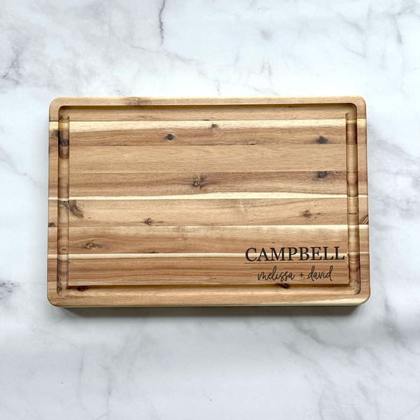 Personalized Acacia Wood Cutting Board - Custom Engraved Charcuterie Board