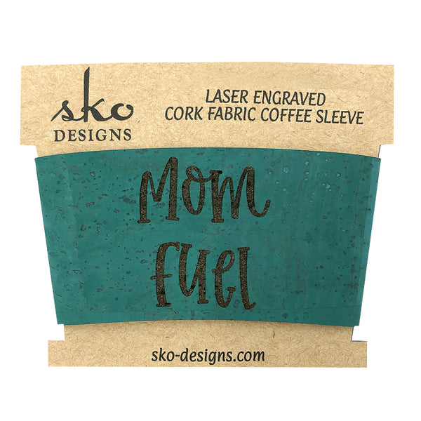 Mom Fuel Coffee Sleeve - Cork Fabric Cup Holder with Lace-Up Design