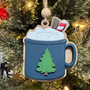 Handcrafted Navy Mug Ornament with Snowflake or Tree Design