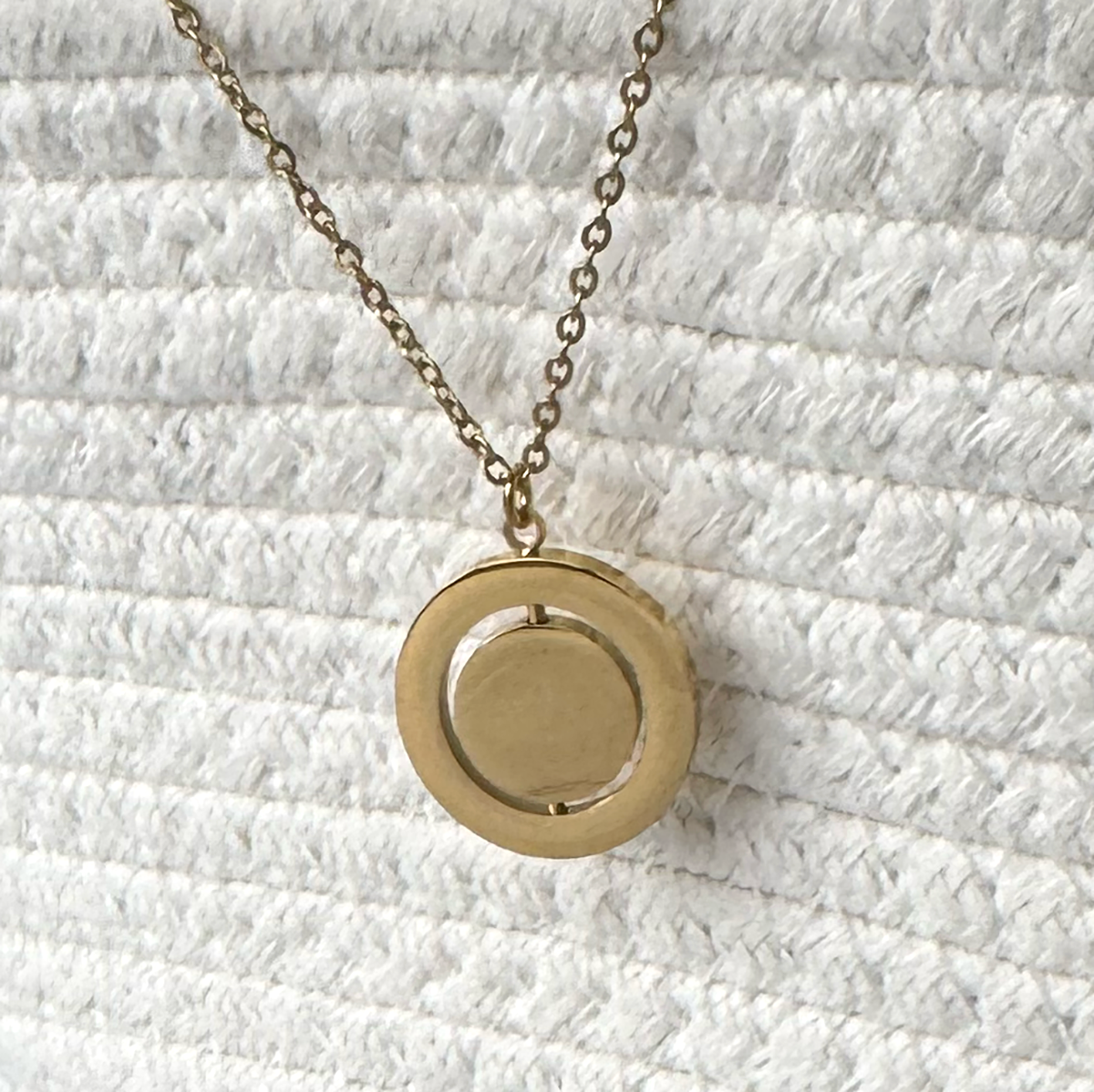 Rotating Circle Pendant Necklace - Stainless Steel with Gold Plating Options