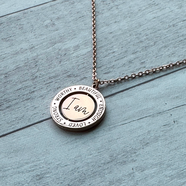 Rotating Circle Pendant Necklace - Stainless Steel with Gold Plating Options
