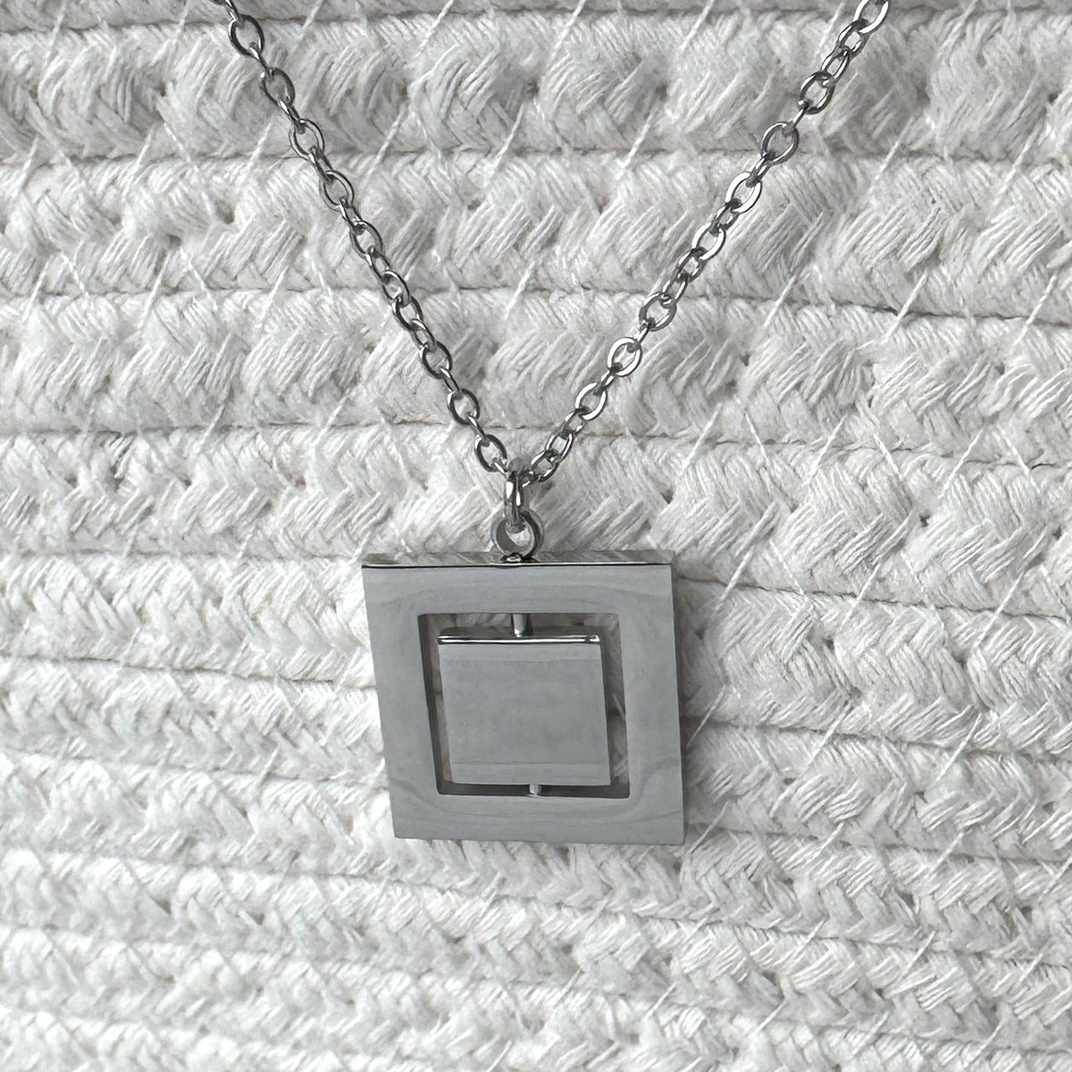 Rotating Square Pendant Necklace - Stainless Steel & Gold Plated Options