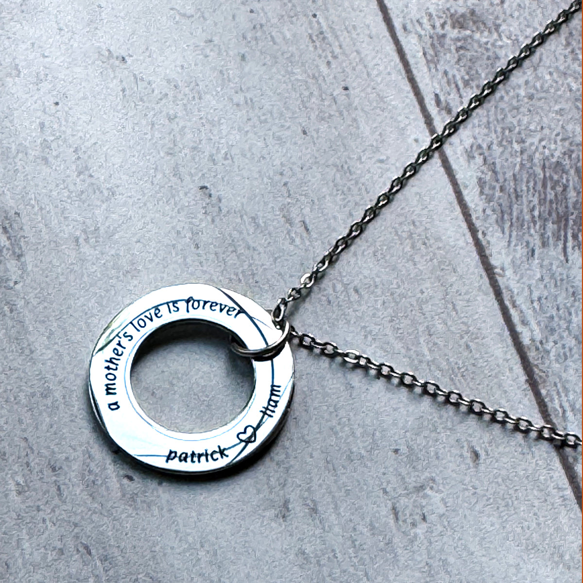 Personalized Open Circle Necklace - Custom Engraved Stainless Steel Jewelry