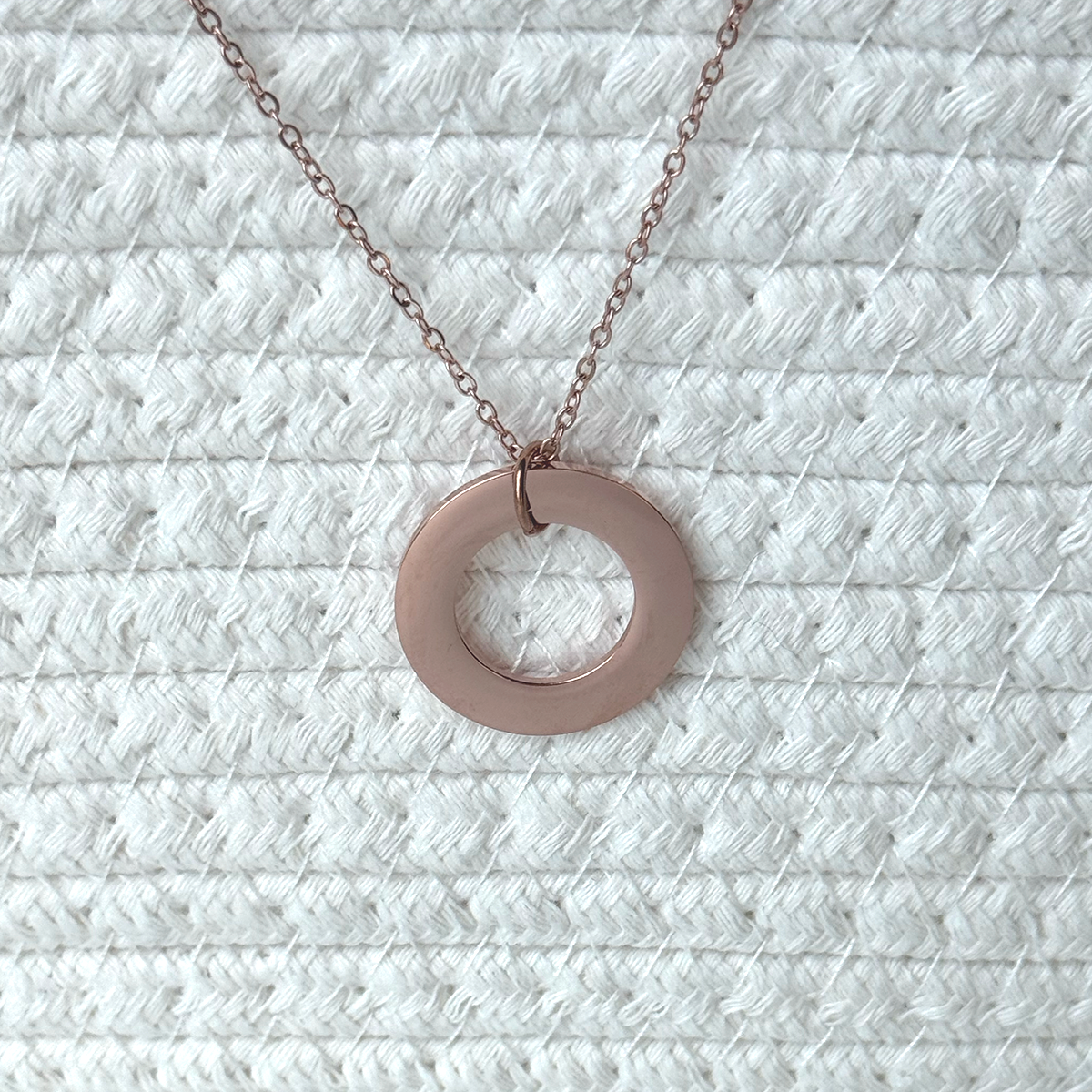 Personalized Open Circle Necklace - Custom Engraved Stainless Steel Jewelry