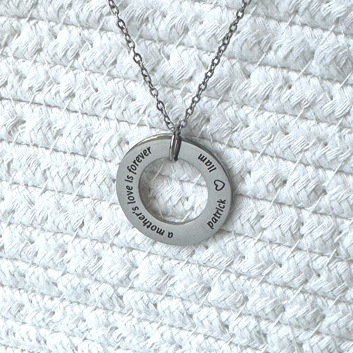 Personalized Open Circle Necklace - Custom Engraved Stainless Steel Jewelry