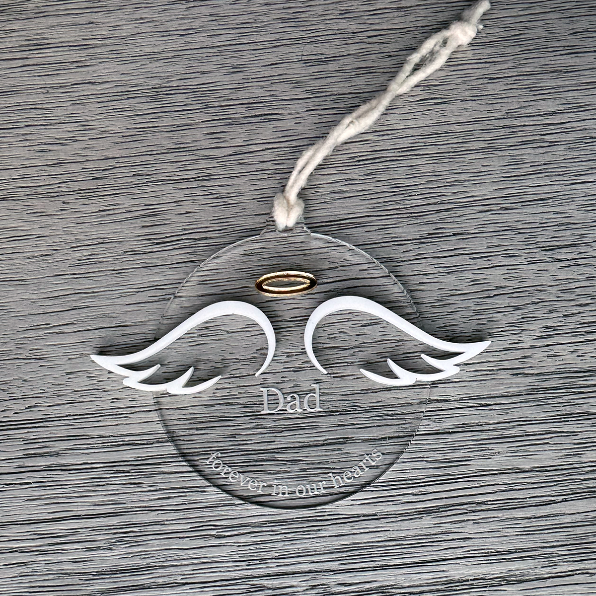 Personalized Angel Memorial Ornament - Engraved Clear Acrylic Christmas Remembrance Keepsake