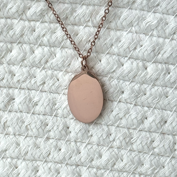 Personalized Oval Necklace - Custom Engraved Stainless Steel Pendant