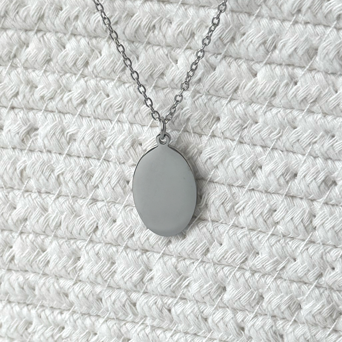 Personalized Oval Necklace - Custom Engraved Stainless Steel Pendant