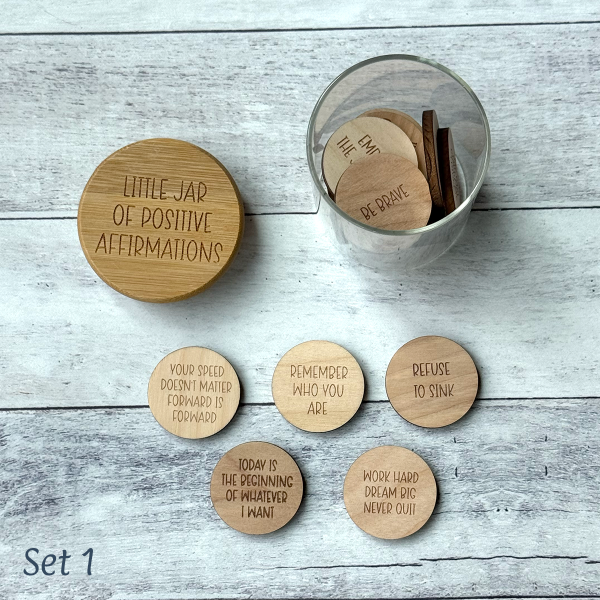 Mini Jar of Positive Affirmation Tokens - Daily Motivation & Self-Care Gift
