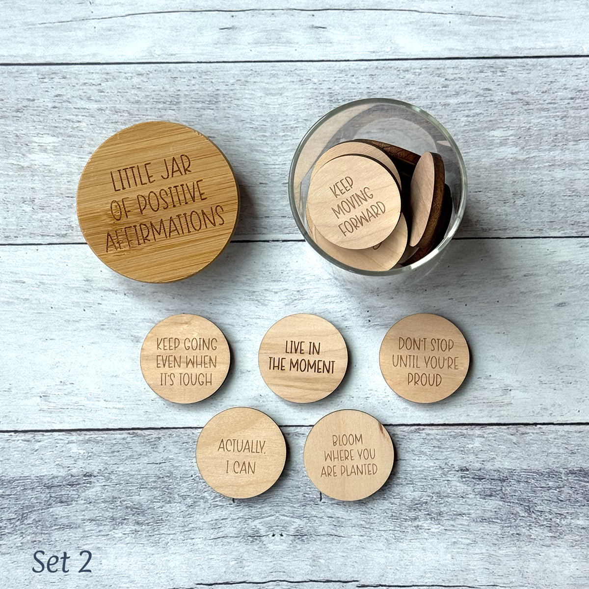 Mini Jar of Positive Affirmation Tokens - Daily Motivation & Self-Care Gift