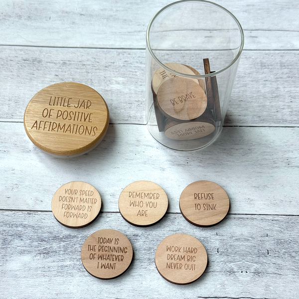 Mini Jar of Positive Affirmation Tokens - Daily Motivation & Self-Care Gift