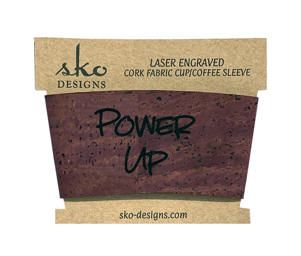 Power Up Coffee Cup Sleeve - Premium Cork Fabric Reusable Cup Holder