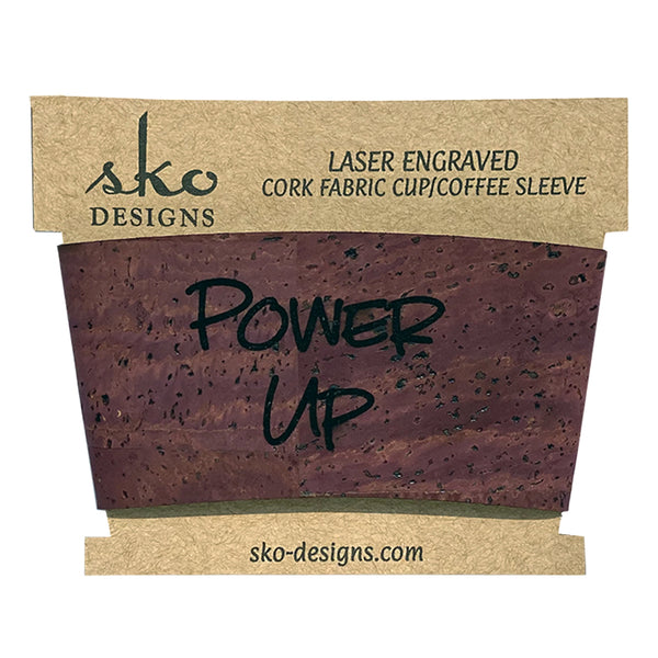 Power Up Coffee Cup Sleeve - Premium Cork Fabric Reusable Cup Holder