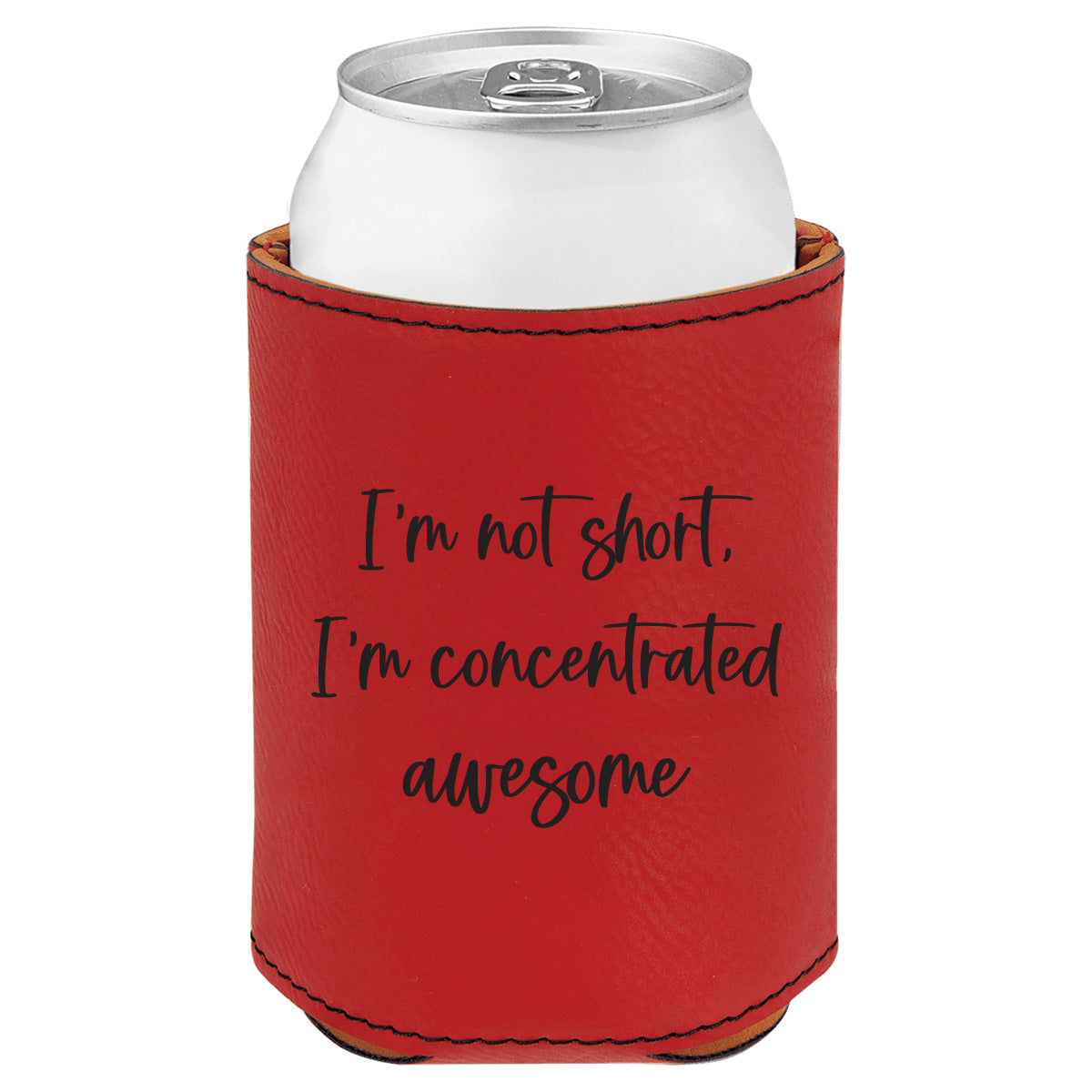Personalized Leatherette Can Cooler – Custom Engraved with Your Saying or Quote