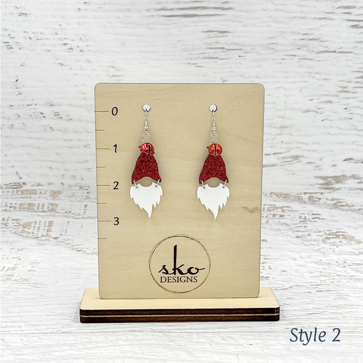 Gnome Earrings Red Glitter Style 2