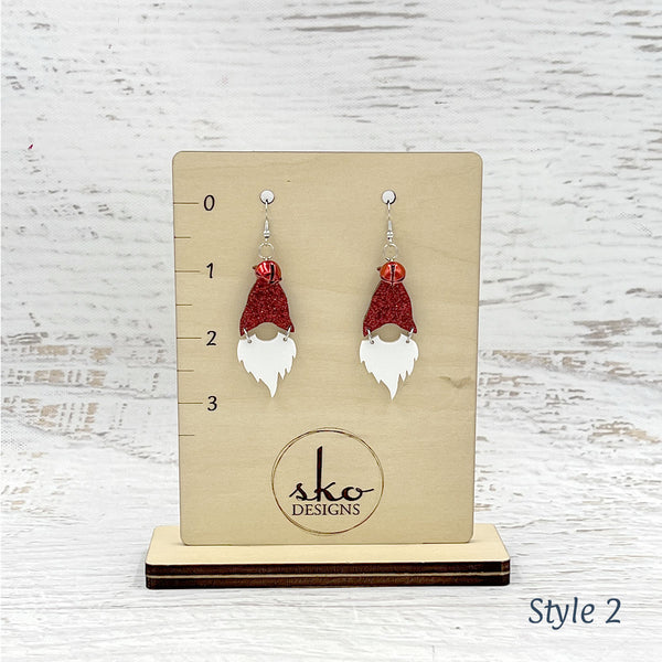 Gnome Earrings Red Glitter Style 2