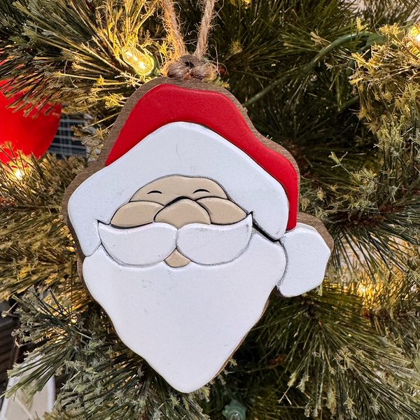 Handcrafted Santa Ornament - Multi-Layer Wood Christmas Decoration