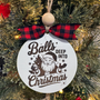 Santa Balls Deep Funny Christmas Ornament | Handcrafted Wood Holiday Decor