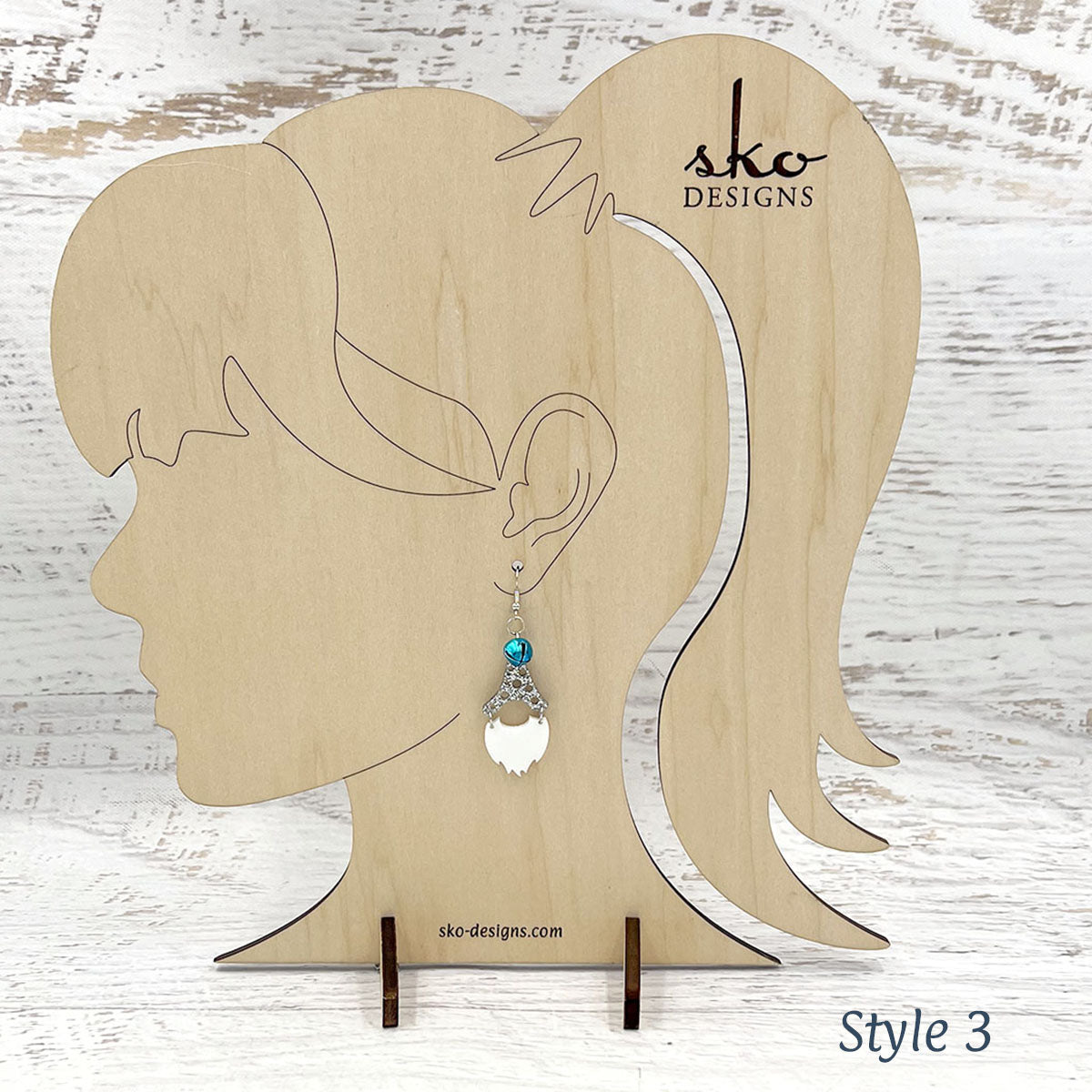 Gnome Earrings Silver Glitter Style 3