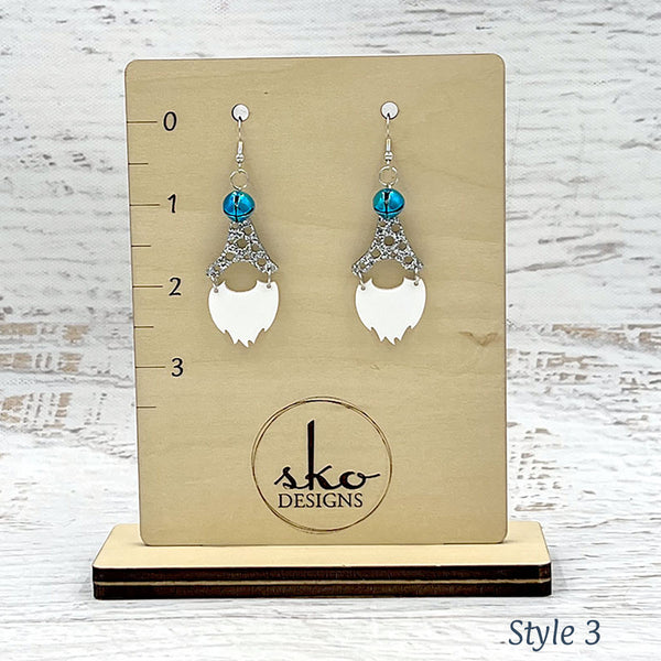 Gnome Earrings Silver Glitter Style 3