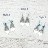 Gnome Earrings Silver Glitter Style 1, 2 & 3