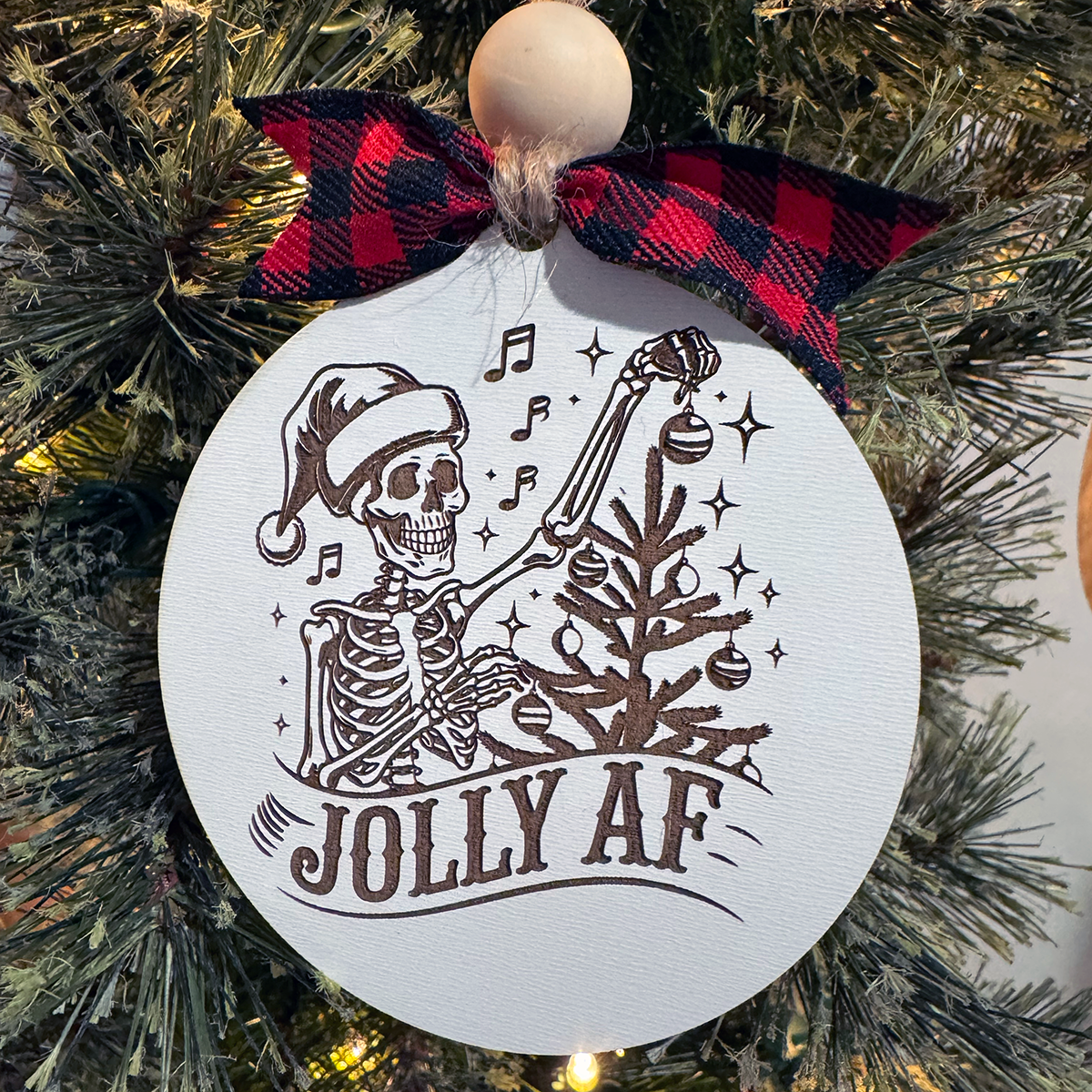 Jolly AF Skeleton Ornament | Handcrafted Holiday Decor