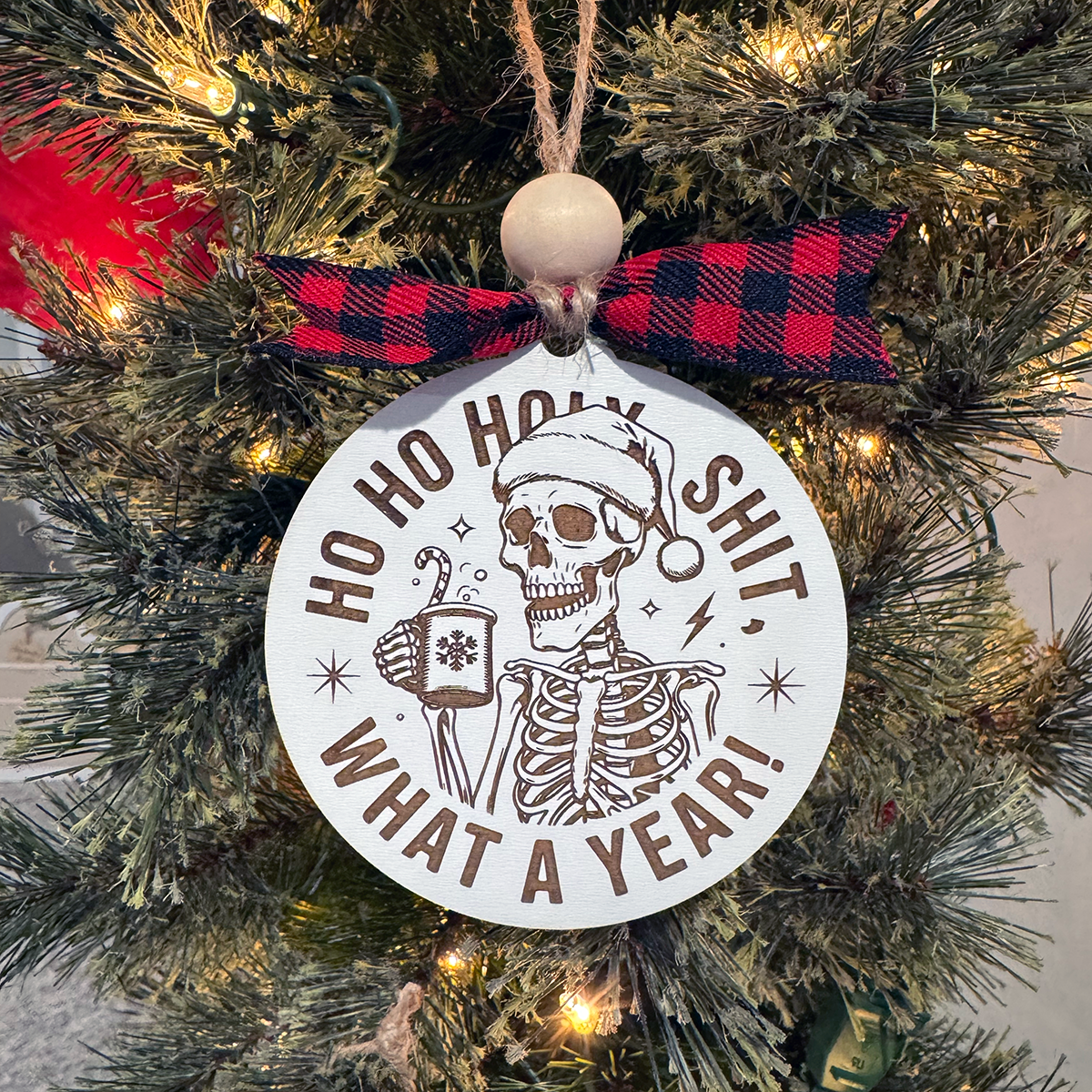 Ho Ho Holy Sh!t Skeleton Ornament | Funny Holiday Decor