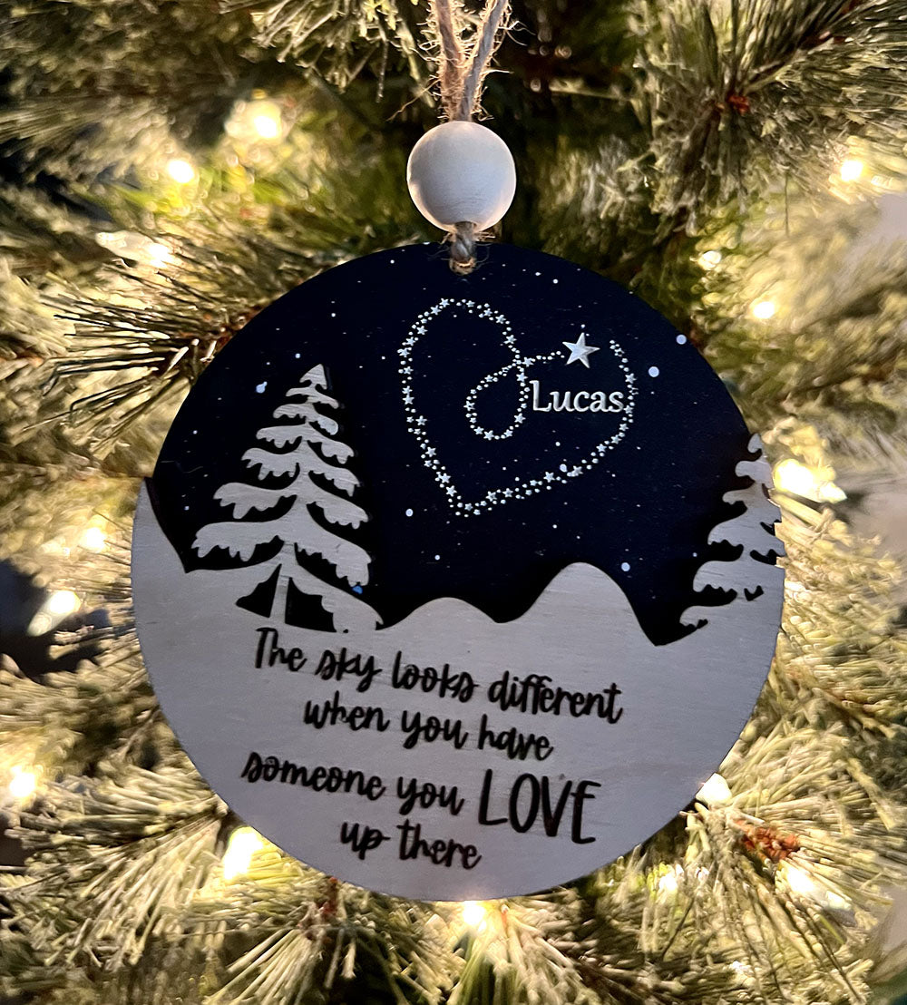 Memorial Ornament - The Sky Looks Different - Personalized Remembrance Gift